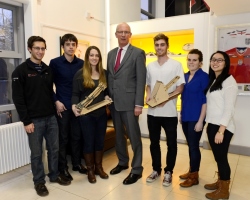 MIT students with Professor Robert Allison at the Sports Technology Institute during a summer placement at Loughborough University.